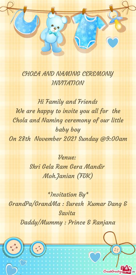 Naming Ceremony Invitation Card Naming Ceremony Invitation Naming