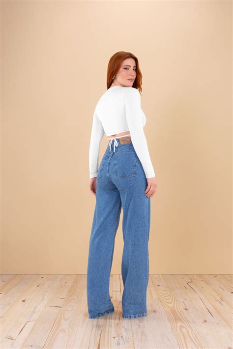 Calça Wide Leg Em Jeans Angel