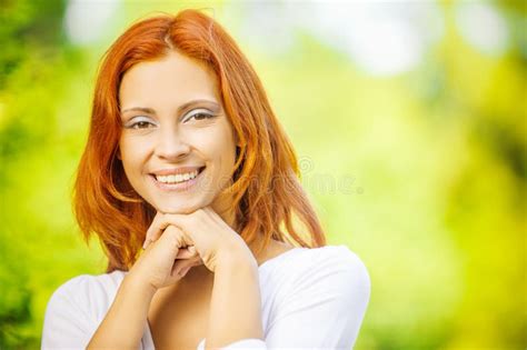 Portrait Of Redhead Brunette Stock Image Image Of Gorgeous Cheerful