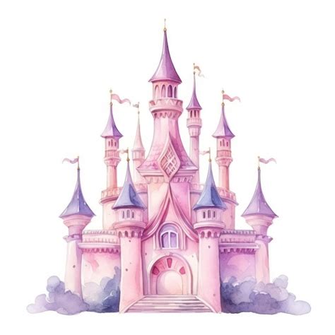 Premium Photo Watercolor Princess Castle Isolated