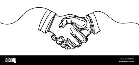 continuous  drawing  handshake vector illustration stock vector