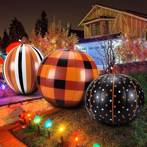 Jetec 3 Pcs Halloween Inflatable Pumpkin Ball Decorations