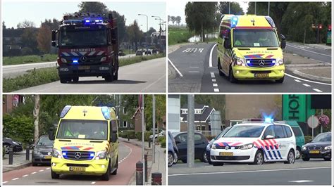 Brandweer Ambulances En Politie Met Spoed Onderweg In Oosthuizen En