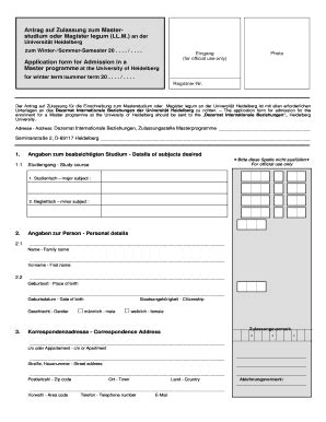 Fillable Online Abcdef Uni Hd Antrag Auf Zulassung Zum Master Studium