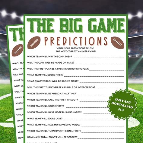 Super Bowl Predictions Super Bowl Party Game, Super Bowl Games, Family ...