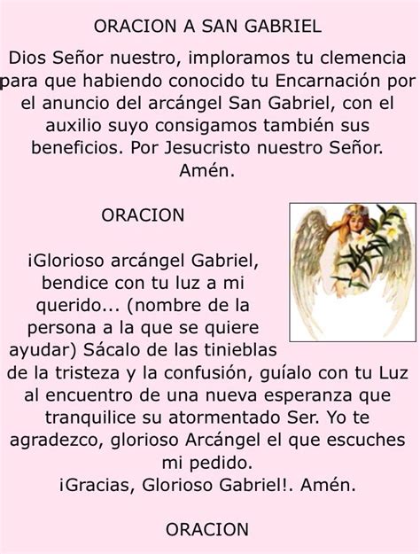 Pin de Olivia Contreras en Oraciones católicas Oracion de san gabriel