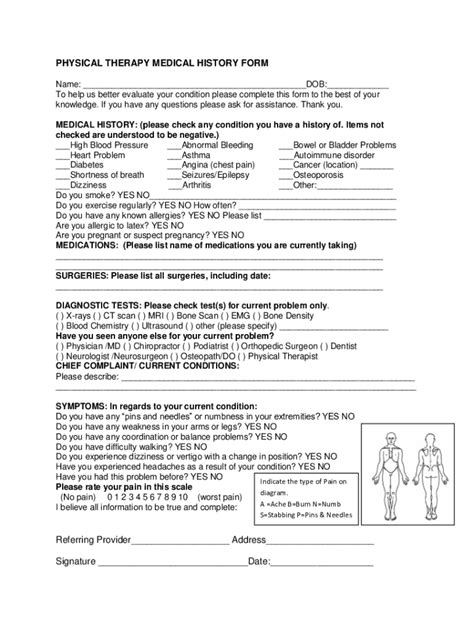 Fillable Online Physical Therapy Intake Form Templatejotform Fax Email Print Pdffiller