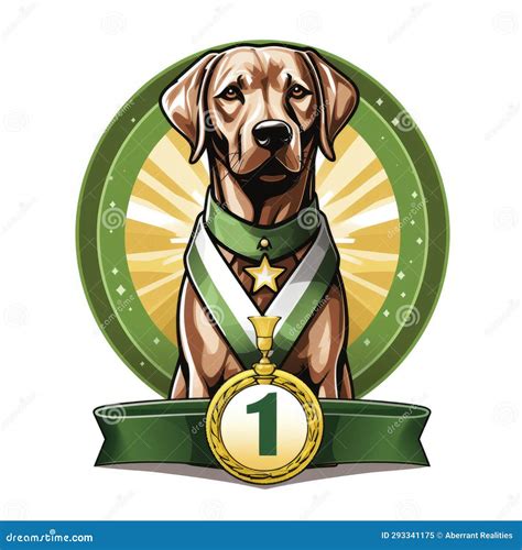 A Brown Labrador Retriever with a Medal Around Its Neck Stock Illustration - Illustration of