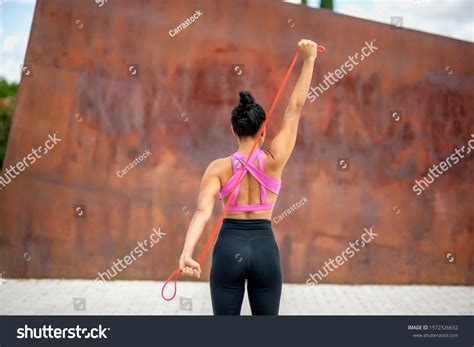 Athlete Brunette Woman Doing Sport Routine Stock Photo 1972326632