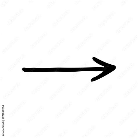 Cute linear hand drawn arrow icon. Funny vector black and white arrow icon. Isolated monochrome ...