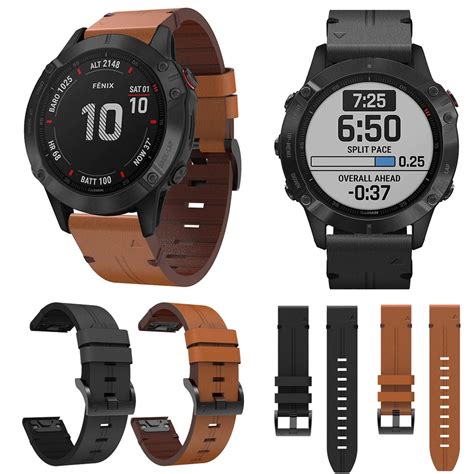 Quick Fit Genuine Leather Strap For Garmin Fenix 7x 6x 5x 3 Gps Pro