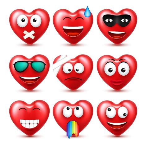 Premium Vector Heart Smiley Emoji Vector Set For Valentines Day Funny