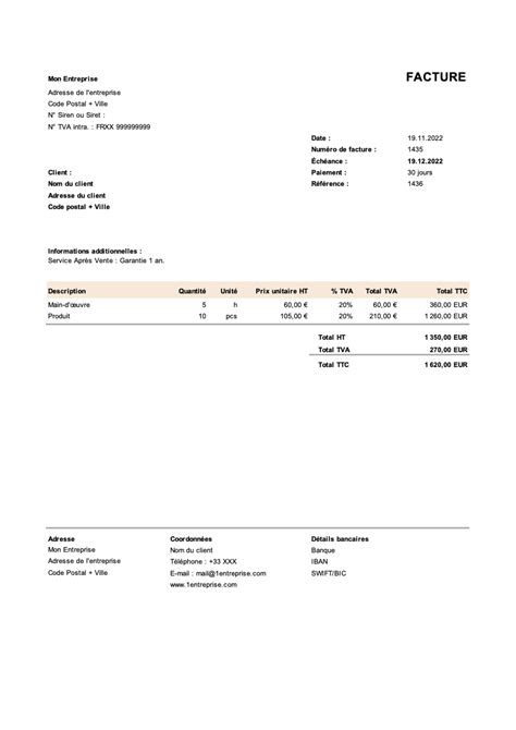 Modele De Facture Excel A Télécharger 100 Gratuit