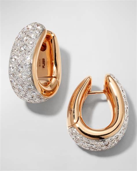 Pomellato Iconica K Rose Gold Diamond Huggie Earrings In