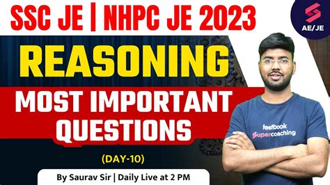 Ssc Je Reasoning Classes Most Important Questions Nhpc Je