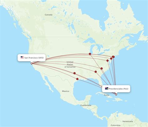 All Flight Routes From Providenciales To San Francisco Pls To Sfo