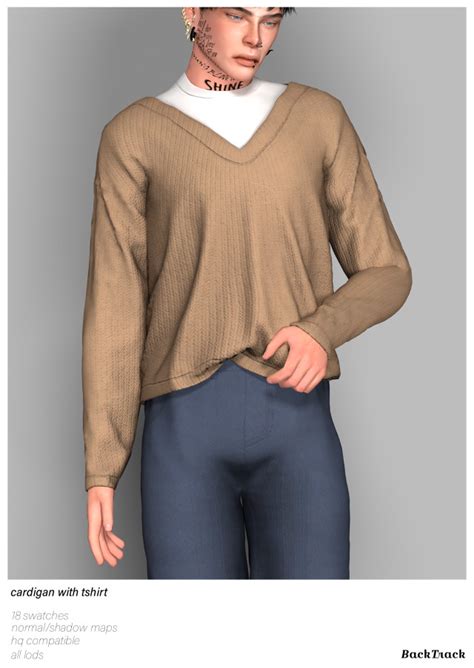 Cardigan With Tshirt Corduroy Pants Sims 4 Backtrack Cc On Tumblr