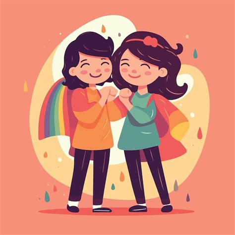 Premium Vector Lgbt Pride Day And Month Lesbian Women Couple