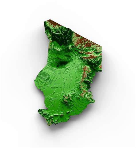 Carte Topographique Du Tchad Carte Réaliste 3d Illustration Couleur 3d