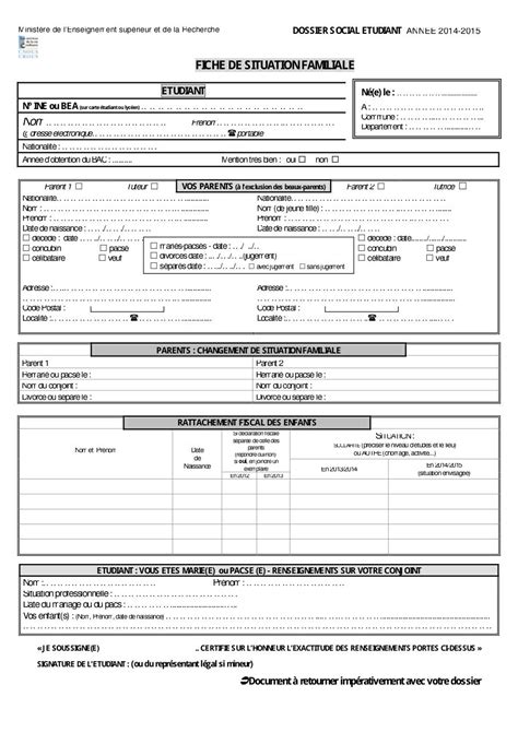 Fiche De Situation Familiale Dse Fiche De Situation Familiale Pdf