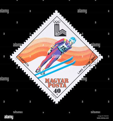 Postage Stamp From Hungary Depicting A Ski Jumper Issued For The 1980