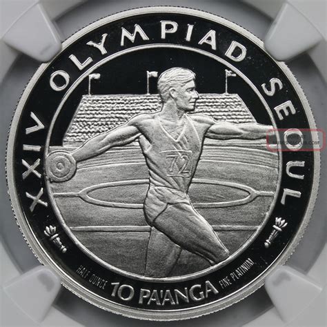 1988 Tonga Seoul Olympics Discus Platinum 10 Pa Anga Pf 70 Ultra