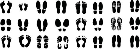 Footprints Human Silhouette Vector Set Shoe Sole Print Collection