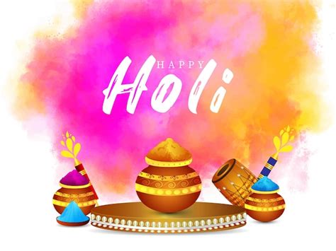 Premium Vector Happy Holi Colorful Background Greeting Card