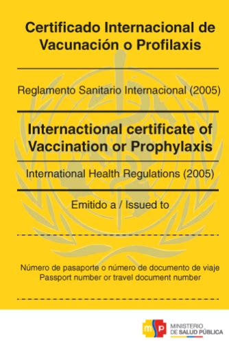 Certificado Internacional De Vacunaci N Ministerio De Salud P Blica