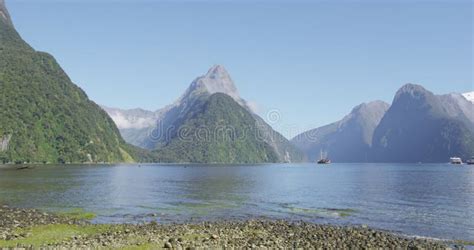 Milford Sound And Mitre Peak In Fiordland National Park In New Zealand