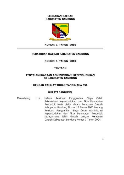 Pdf Lembaran Daerah Kabupaten Bandung Nomor Ditjenpp Kemenkumham