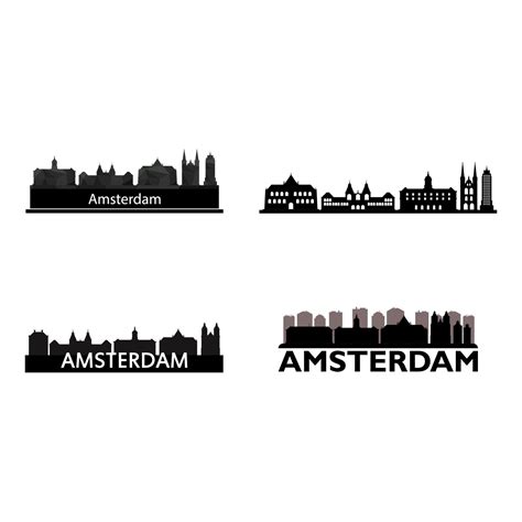 Amsterdam Skyline Set On White Background 1984077 Vector Art at Vecteezy