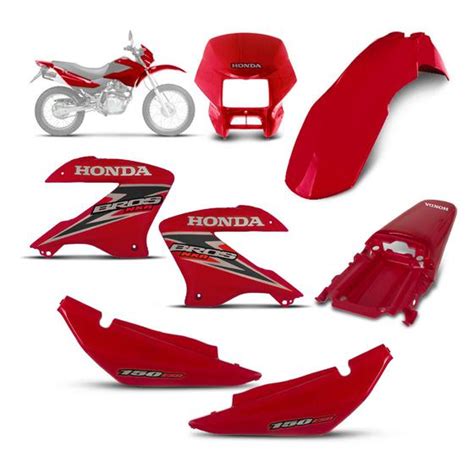 Kit Carenagem Moto Nxr 150 Bros Vermelha 2006 Esd C Adesivo Pro Tork