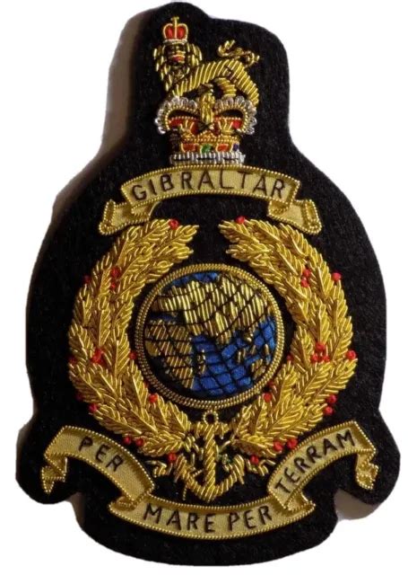 ROYAL MARINE CORPS Blazer Badge Gold Bullion Wire Embroidered Best On