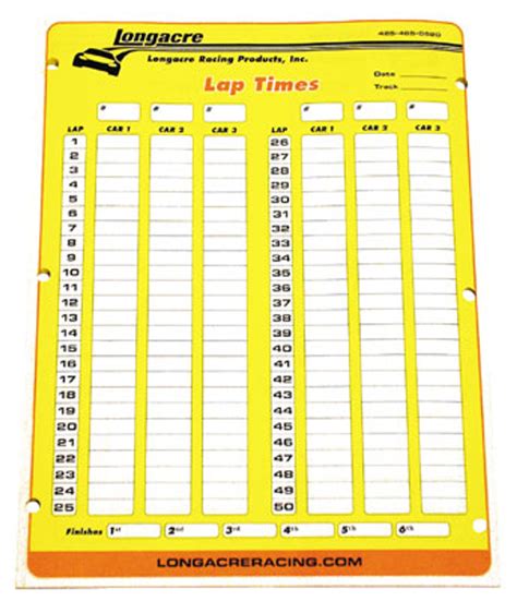 Lap Timingrace Scoring Sheets Longacre 52 22525 Reliable Welding