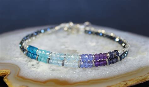 Aquamarine Apatite Tanzanite Amethyst Iolite Bracelet Etsy Crystal