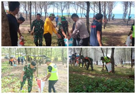 Peduli Lingkungan Koramil Cikalong Bersama Warga Bersihkan Pantai