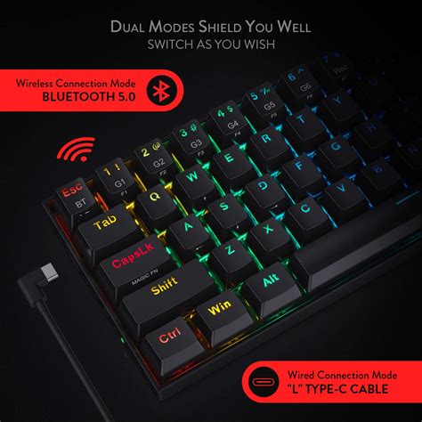 Redragon K530 Draconic 60 Compact RGB Wireless Mechanical Keyboard 61