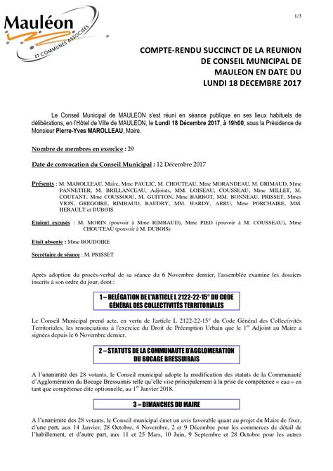 Calaméo COMPTE RENDU SUCCINCT DE LA REUNION DE CONSEIL MUNICIPAL DE