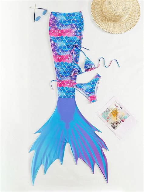 Bañador bikini triángulo halter con escama de pescado con cover up