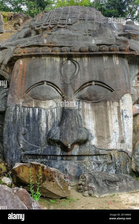 Sculptures Carved Into The Rock At The Archaeological Site Of Unakoti