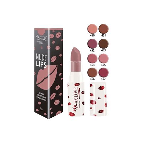 Batom Nude Lips 450 A 457 Max Love Atacado Box 64un MERCADO MAKE