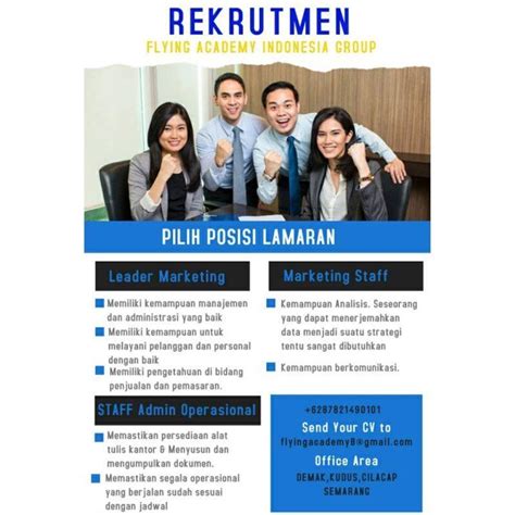 Lowongan Kerja Leader Marketing Marketing Staff Admin Operasional