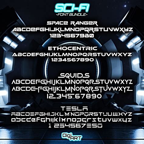 Sci Fi Font Bundle Space Fonts Futuristic Fonts Fantasy Fonts Sci Fi