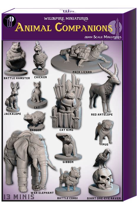 Buy 13 Animal Figures For Dnd Miniatures 28mm Unpainted Dungeons And