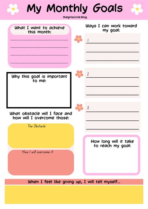 Need help with completing the monthly goal setting worksheet – Artofit