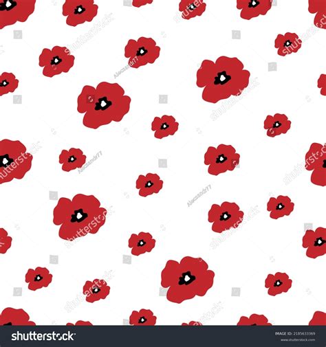 Red Poppy Seamless Pattern Repeating Texture Stock Vector Royalty Free