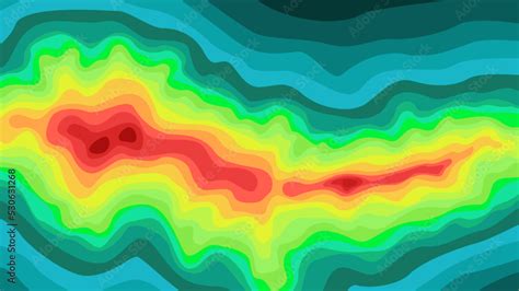 Vector Graphic Of Color Topographic Contour Map With Combination Spectrum Colors Topographic