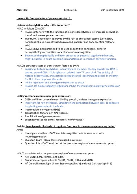 L19 Lecture Notes 19 ANAT 332 Lecture 19 21 St September 2021