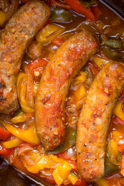 Crockpot Sausage Peppers And Onions Easy 4 Ingredient Recipe